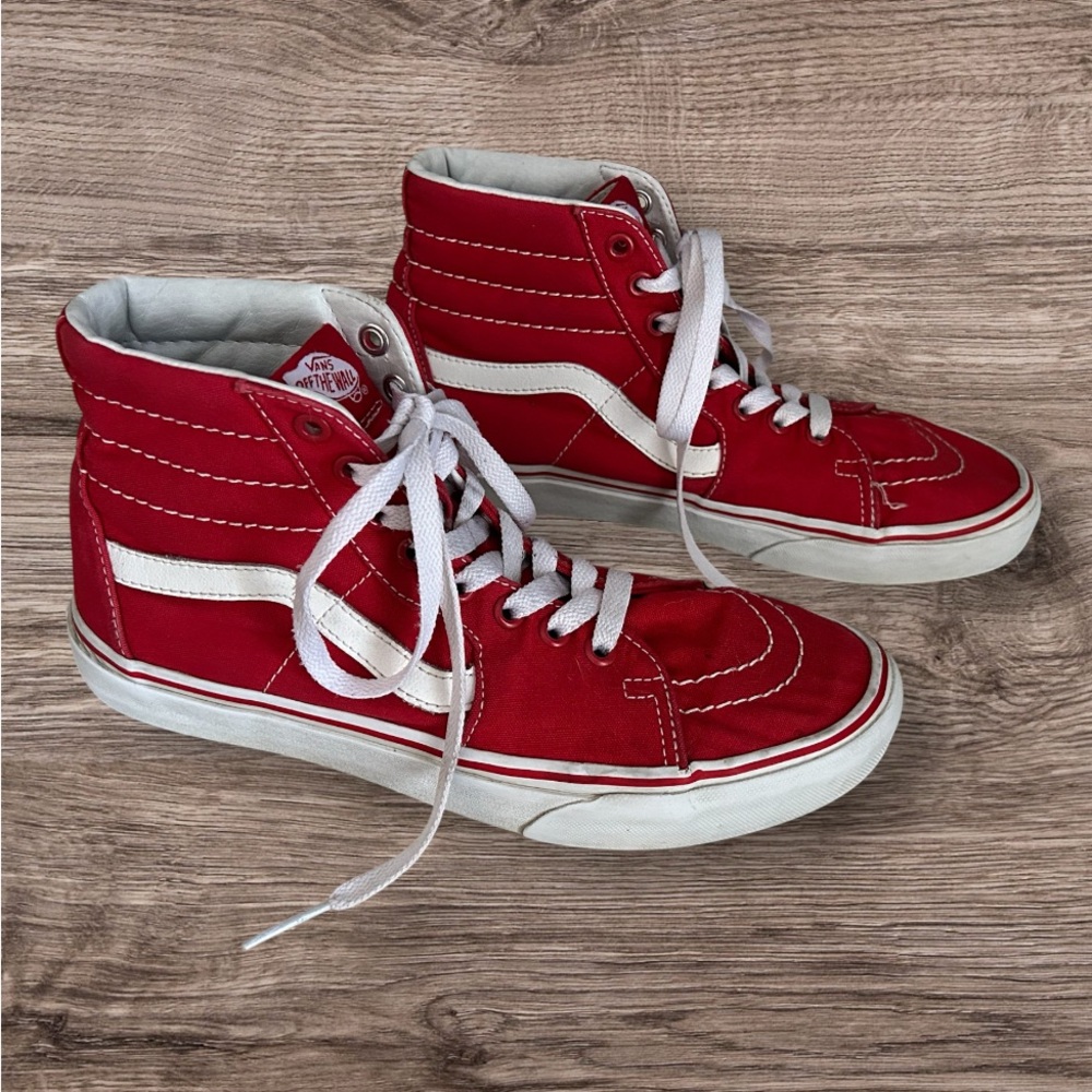 Vans Old Skool Red Hi-Top SK8 Sneakers Shoes Unisex Mens 7 Womens 8.5 - Picture 9 of 12